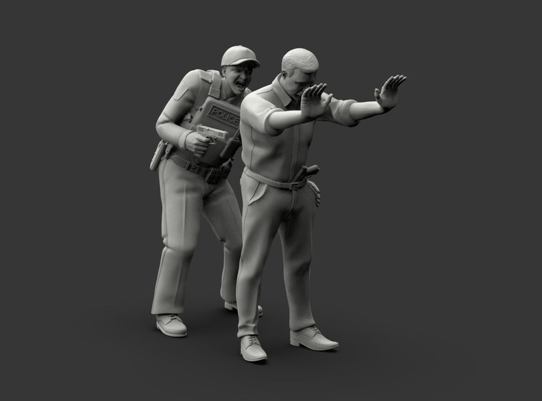 MM1225 Policeman Patting Down Armed Suspect