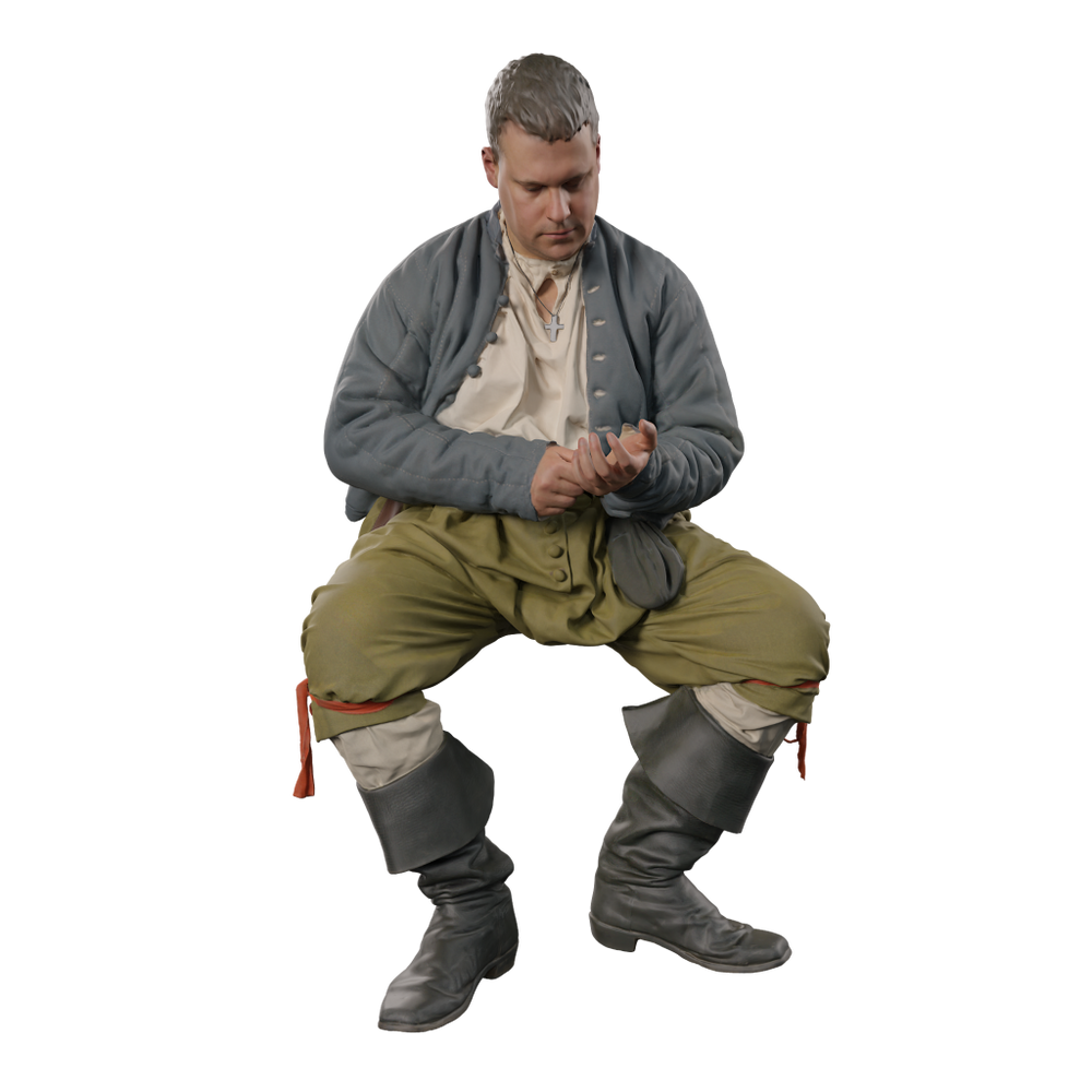 132s-0120 Medieval male Sitting Figure