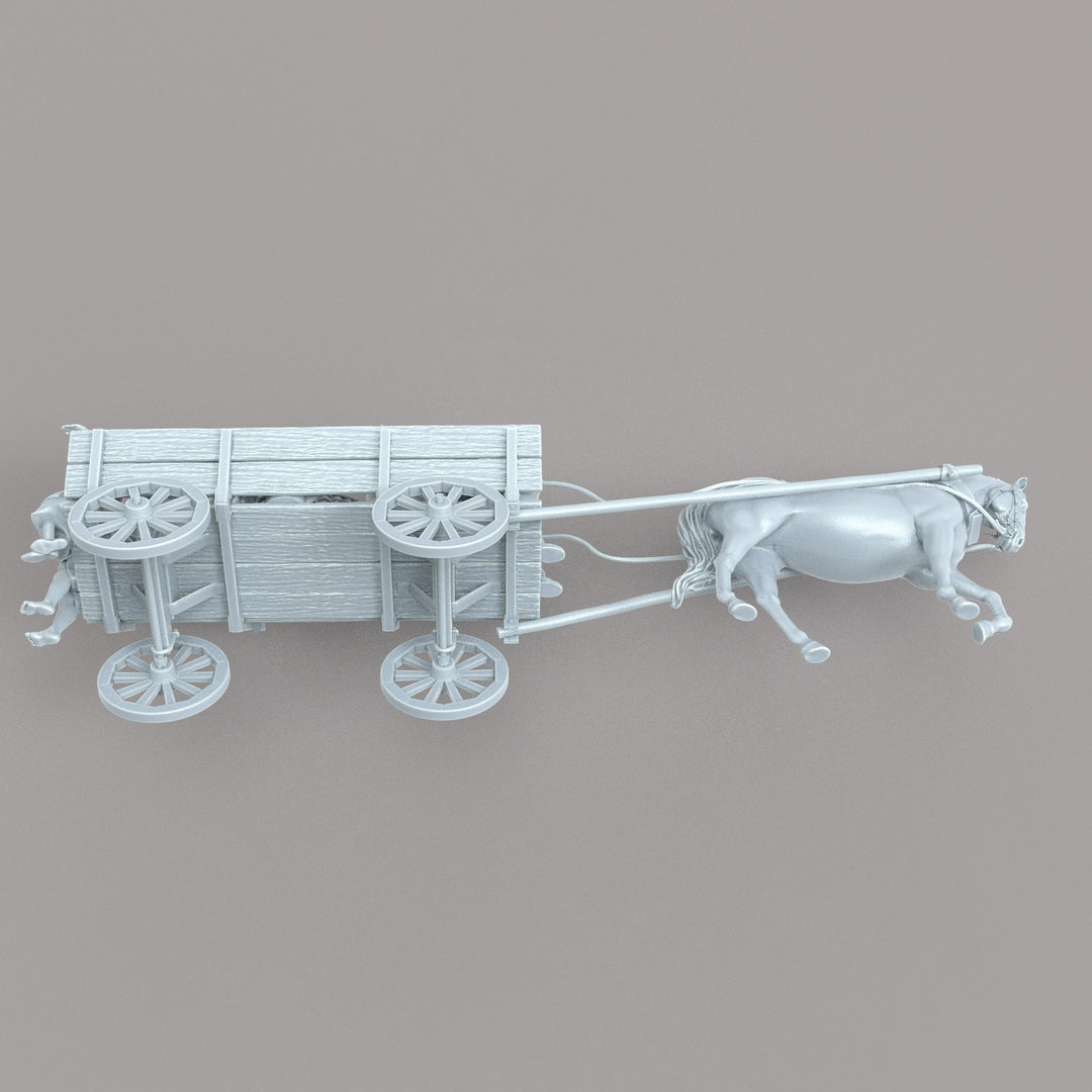 MM479 Horse and Farm Cart With Farmer