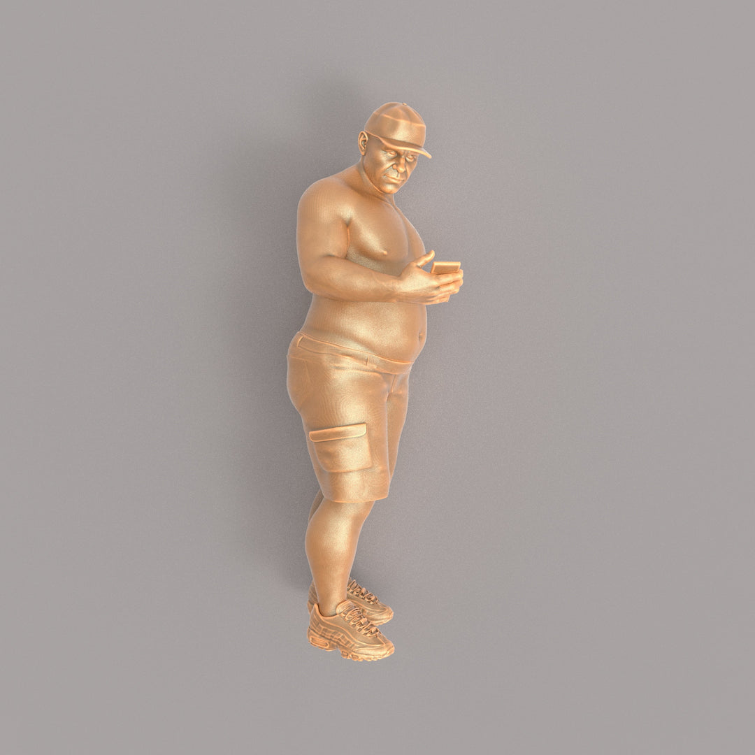 MM018 Large Male Bare Chested with Phone