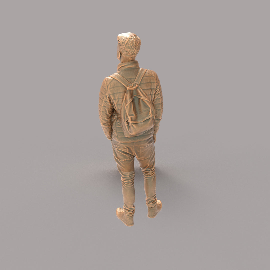 MM506 Young Smart Male Teenager In Jacket and Backpack