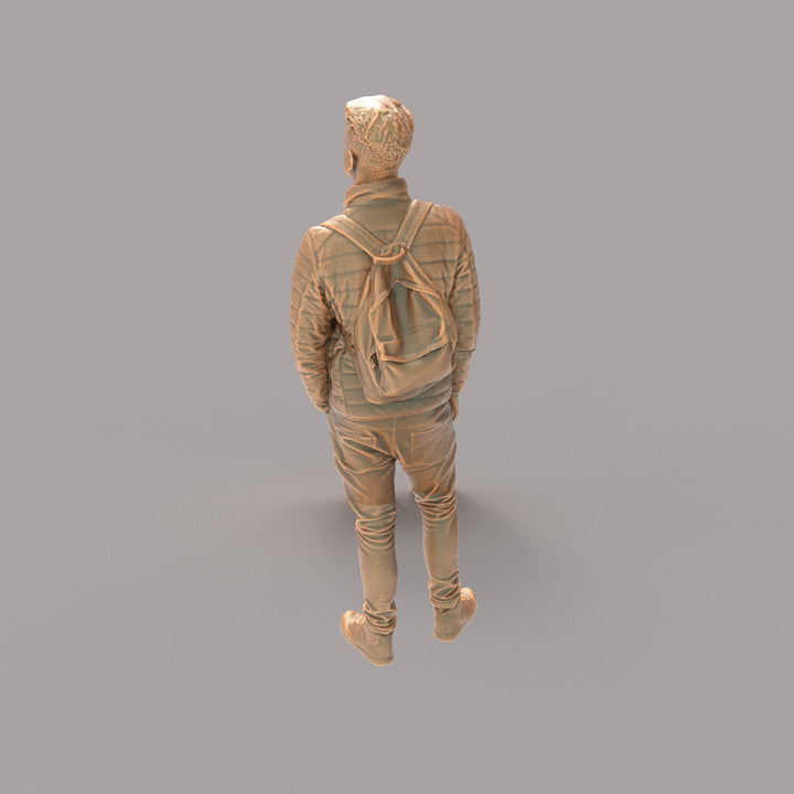 MM506 Young Smart Male Teenager In Jacket and Backpack