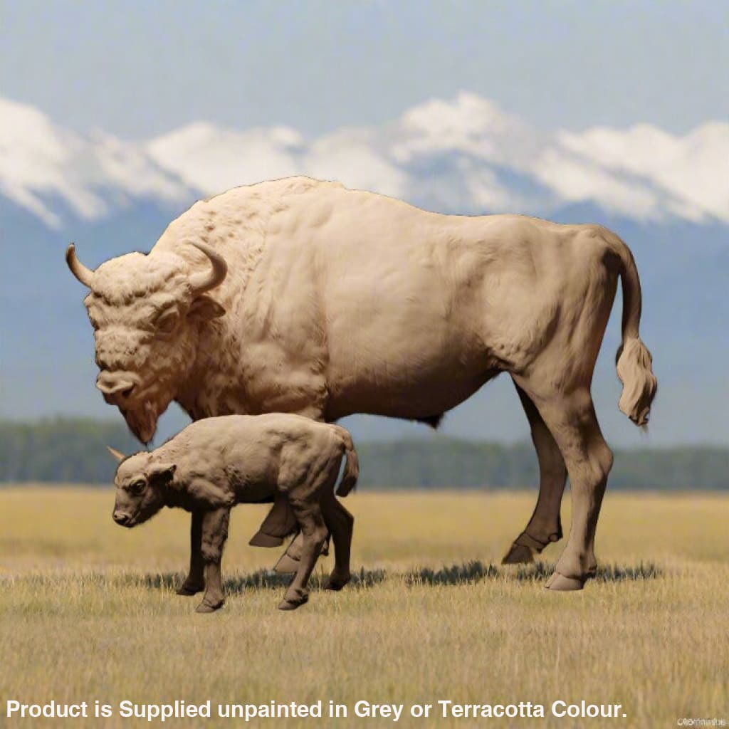 Adm1504 European Bison Cow And Calf Animal