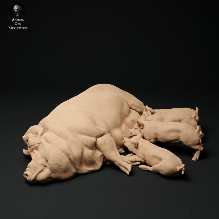 Adm2017 Berkshire Pig And Piglets Animal