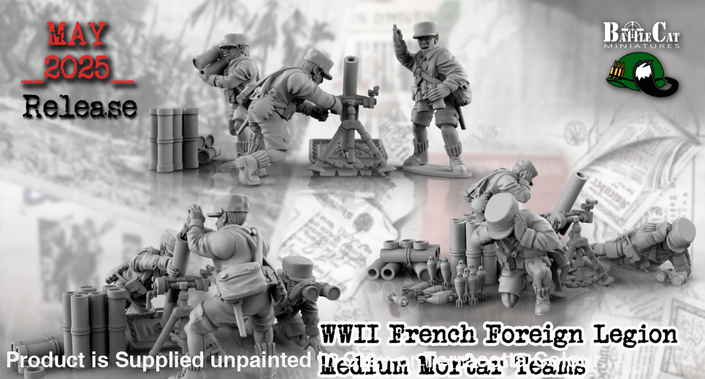 BCM045 WWII French Foreign Legion Medium Mortar Teams 28mm Figure