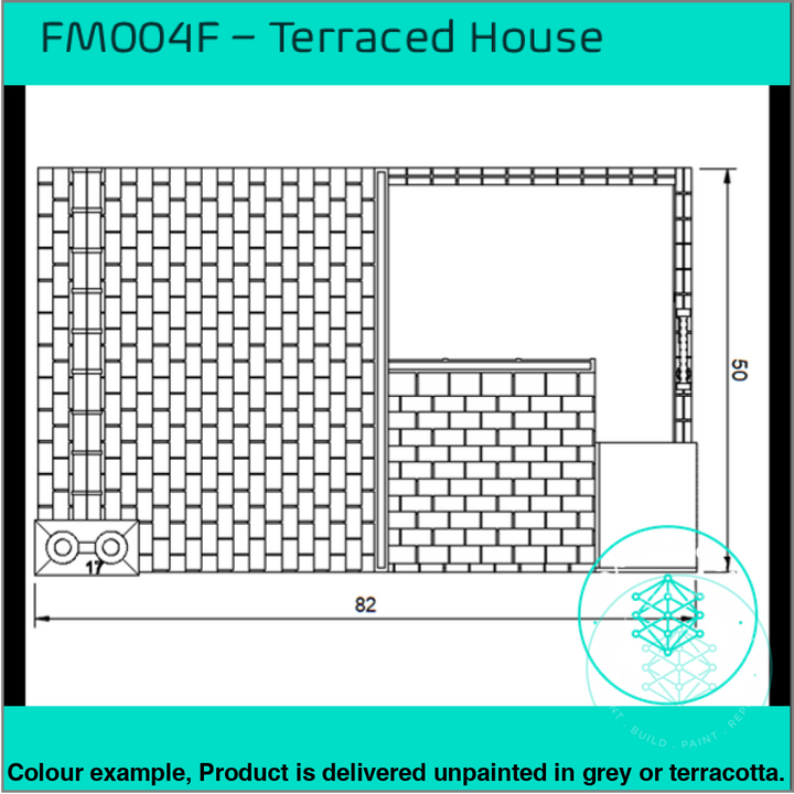 Fm004F – Low Relief Terrace House Oo/Ho Scale Oo Building