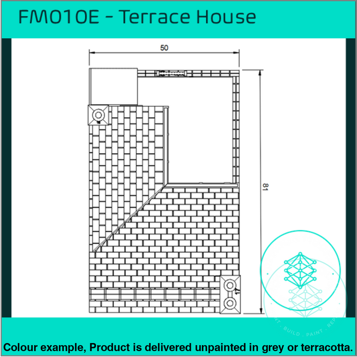 Fm010E – Low Relief Terrace House Oo/Ho Scale Oo Building