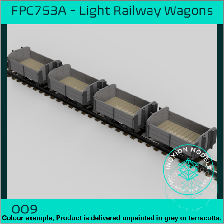 Fpc753A – 4X Light Railway Wagon Pack Oo9 Gauge Oo Scale Rolling Stock