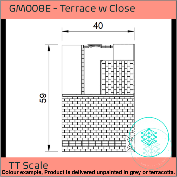 Gm008E – Low Relief Terrace House W Close Tt120/3Mm Scale Tt Building