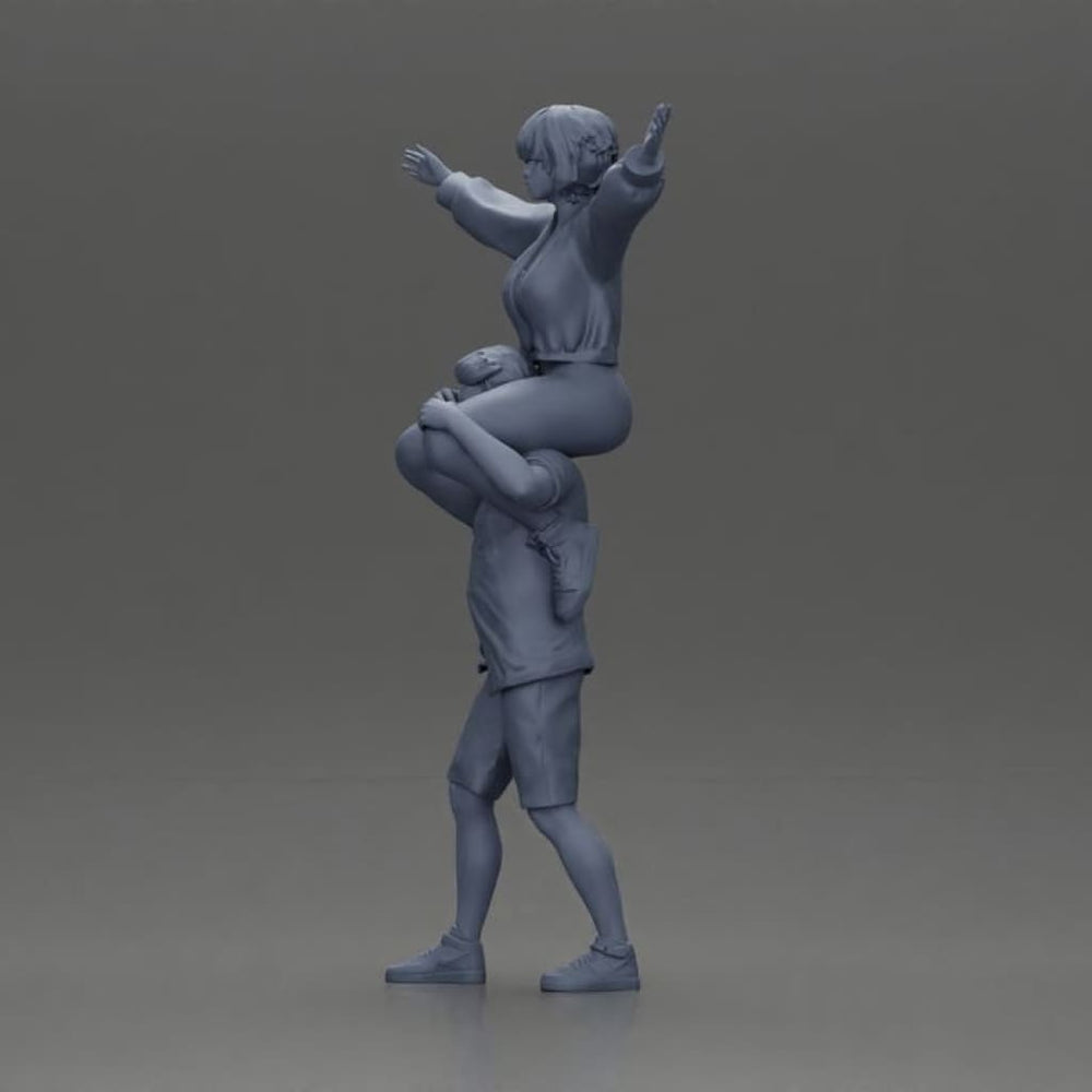 MM1103 Man in shorts carrying girlfriend on shoulders Figure
