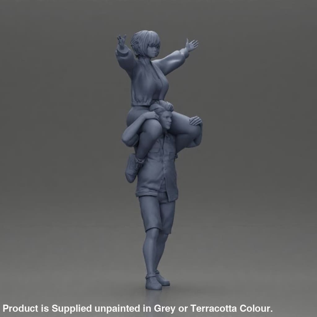 MM1103 Man in shorts carrying girlfriend on shoulders Figure