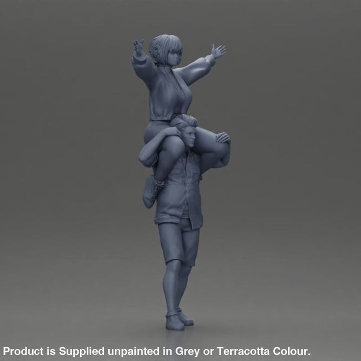 MM1103 Man in shorts carrying girlfriend on shoulders Figure