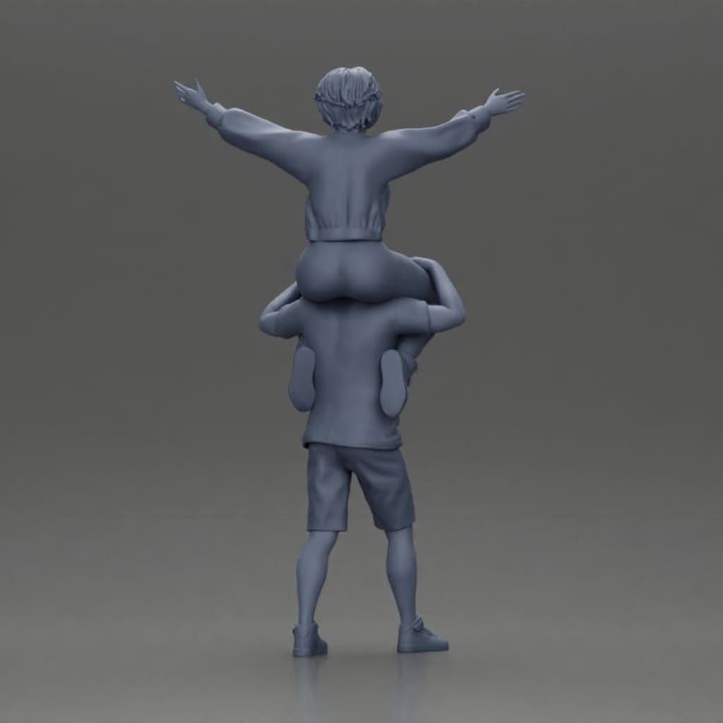 MM1103 Man in shorts carrying girlfriend on shoulders Figure