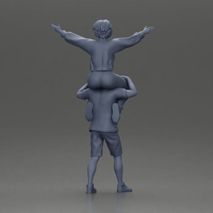 MM1103 Man in shorts carrying girlfriend on shoulders Figure