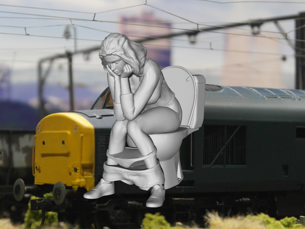 MM113 Girl on Toilet 1:76 Scale 18 + Figure