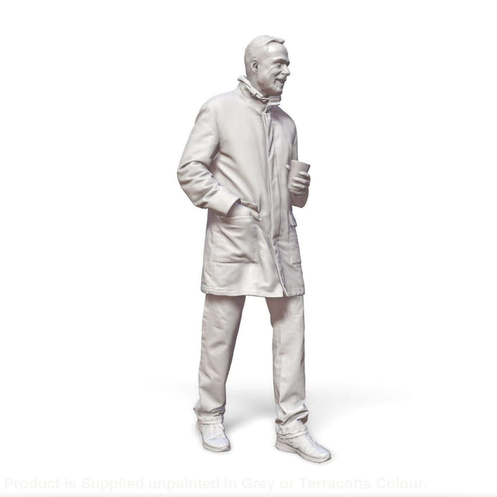 Walking Male In Coat With Coffee Cup Figure