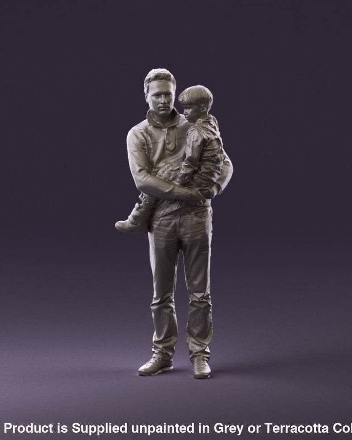 Young Dad With Baby/child In Arms Figure