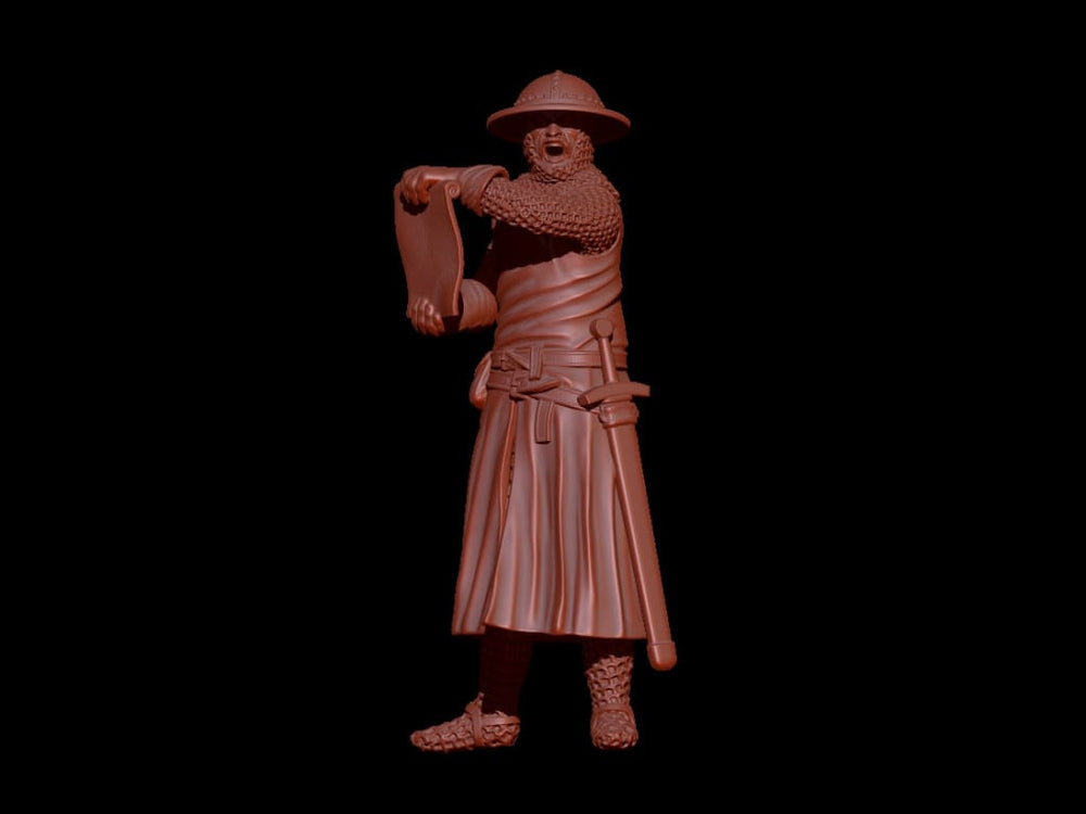 NCM031 “Hear ye hear ye!” Medieval soldier reading scroll Medieval