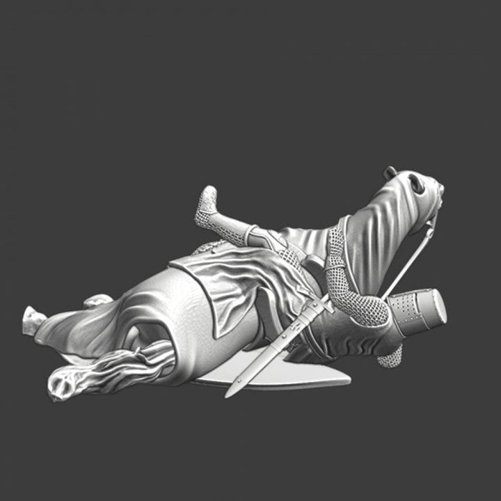 NCM131 Wounded knight lying under his horse Medieval