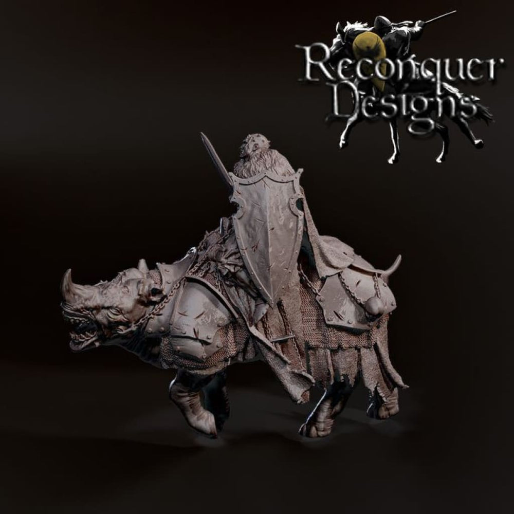 RDF003 Slave Lieutenant and Mutated Rhinoceros 34mm Medieval