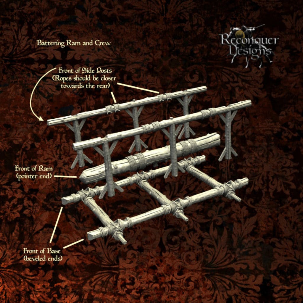REM0062 Medieval Battering Ram and Christian Crew 28mm 1:56 Medieval