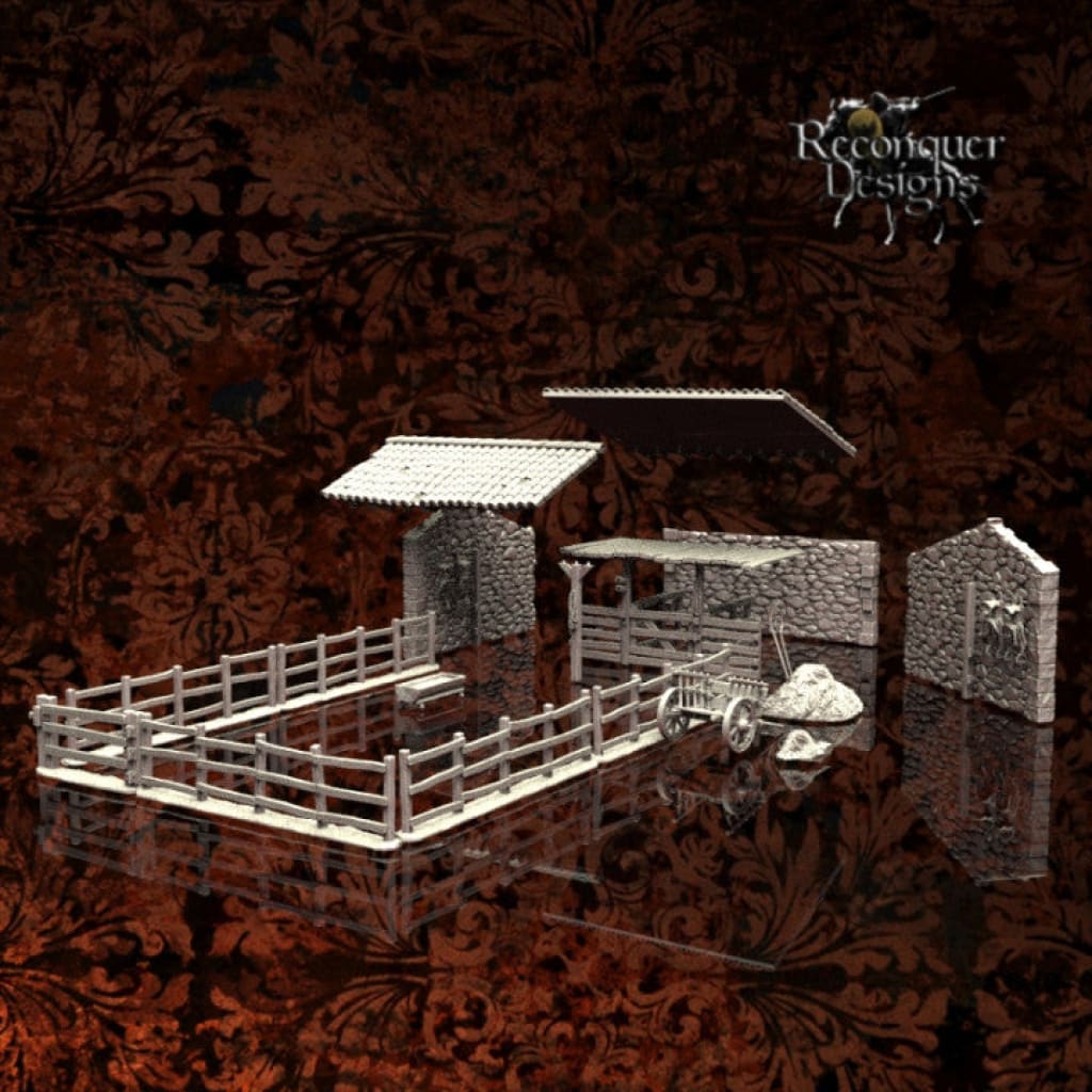 REM0074 Medieval Village Horse/Cattle/Sheep Stables Medieval